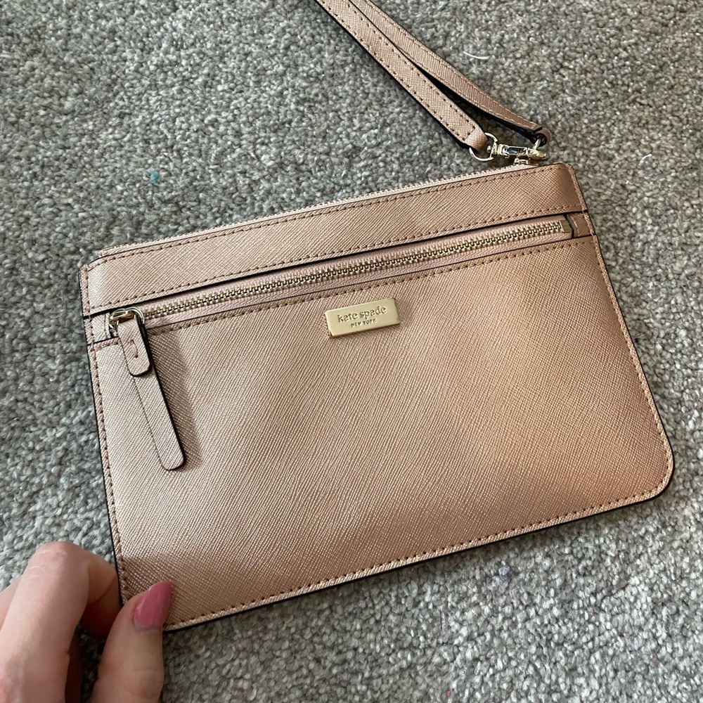 Rose gold Kate spade clutch